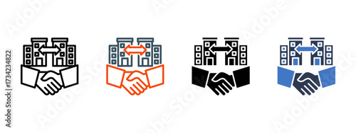 Business Merger multiple icon style vector illustration