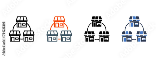Chain Store multiple icon style vector illustration