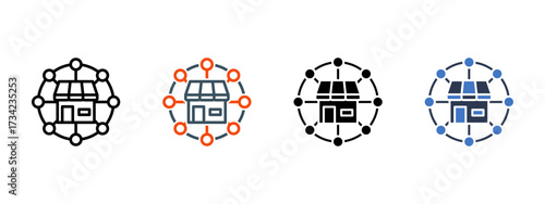Sales Channel multiple icon style vector illustration