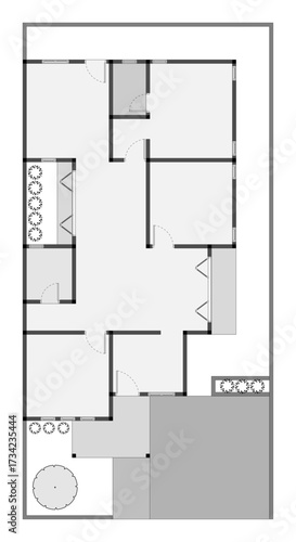 floor plan of a modern unfurnished house for your design. Suburban house vector blueprint. Architectural background. eps.