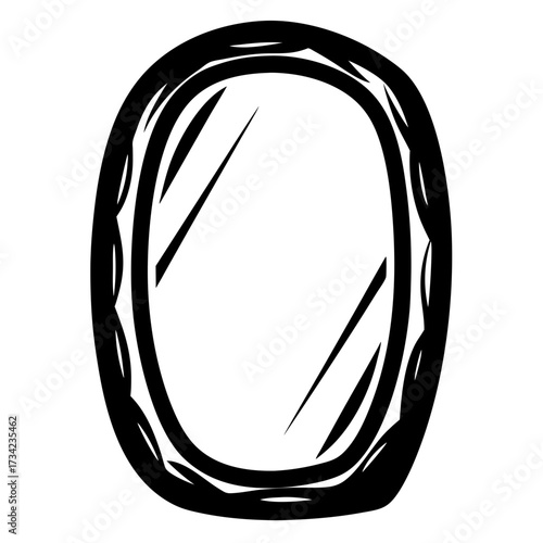 Black and white mirror in cartoon style with interesting frame design