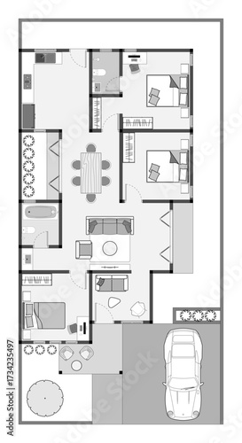floor plan of a modern unfurnished house for your design. Suburban house vector blueprint. Architectural background. eps.
