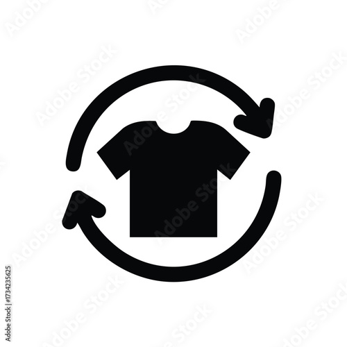 Clothing Recycling Symbol with Circular Arrows Surrounding a T-Shirt for Sustainable Fashion and Eco-Friendly Practices