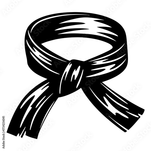 Four images show different martial arts belts tied in various knot formations and styles