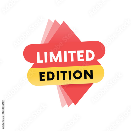 Limited edition banner shape sticker, business company ad. Editable label Graphic shape art vector.