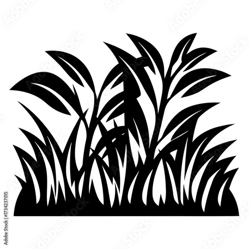 Bold silhouette of wild vegetation in a stylized meadow arrangement