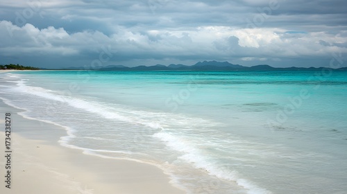 Fototapeta Naklejka Na Ścianę i Meble -  Serene Caribbean Beach San Blas Island White Sand Turquoise Water
