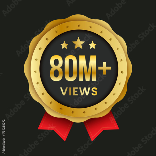 80 million plus views vector stamp