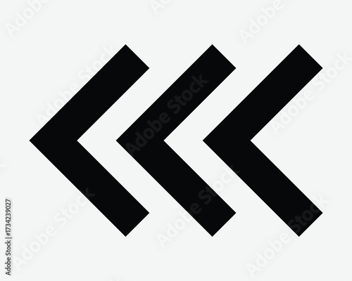Three Back Arrow Pointer Icon Triple Arrowhead Pointing West Backward Previous Direction Westward Navigation Position Before Previously Pathway Sign