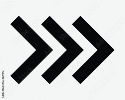 Triple Right Arrow Icon Three East Side Slide Next Pointer Point Sign 3 Arrowhead Pointing Eastward Symbol Slider Swipe Motion Direction Navigation
