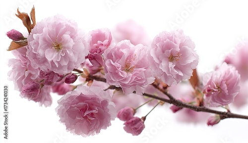 Wallpaper Mural Delicate pink cherry blossoms on a branch against a white background Torontodigital.ca