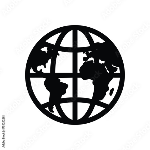 Global Earth Globe with Continents and Latitude-Longitude Lines Representing Worldwide Geography