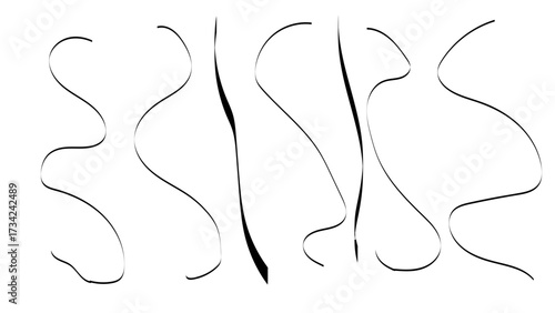 Abstract black and white illustration of flowing organic shapes creating a minimalist modern design with dynamic movement and elegant simplicity on transparent background