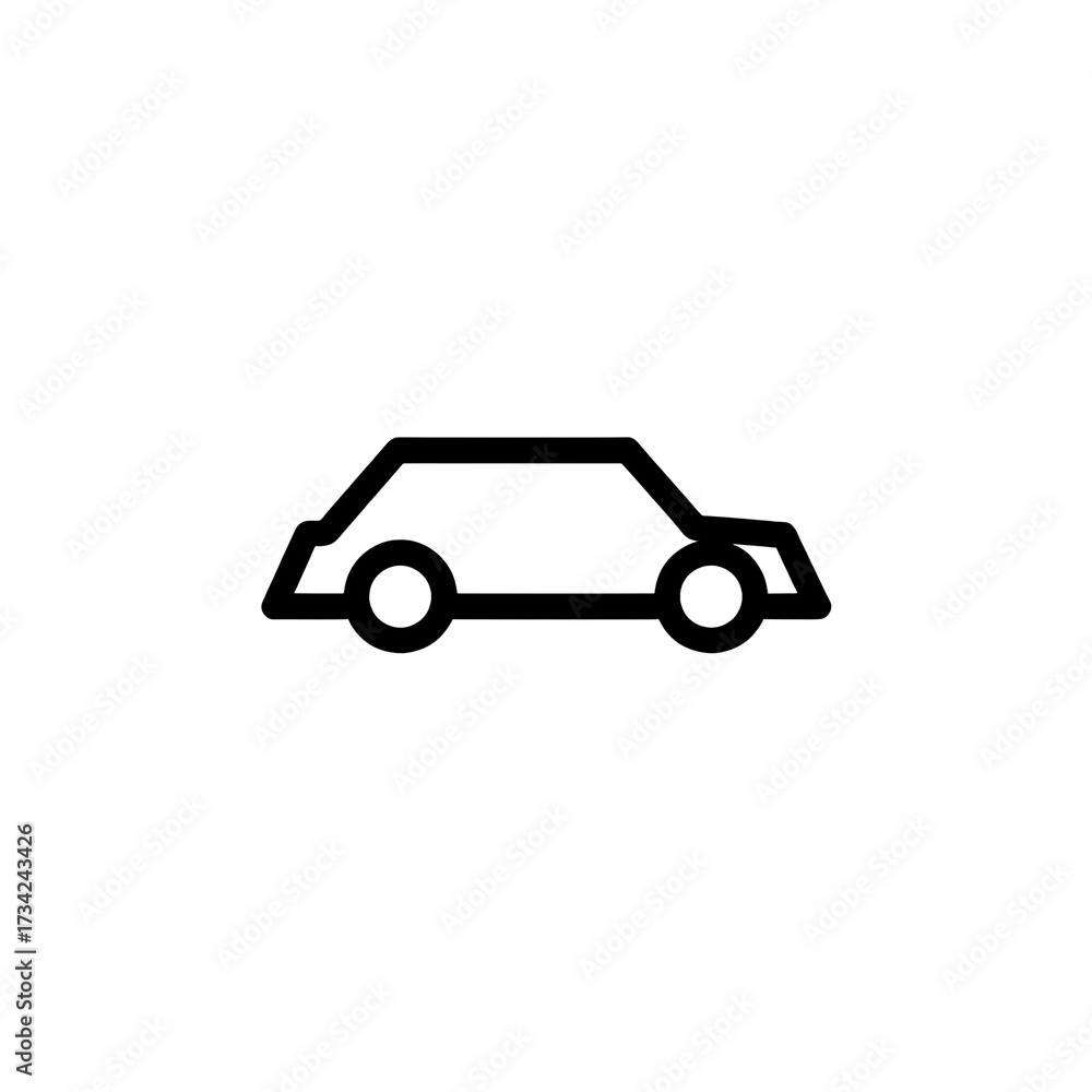 Fototapeta premium Simple outline icon of a car on a white background