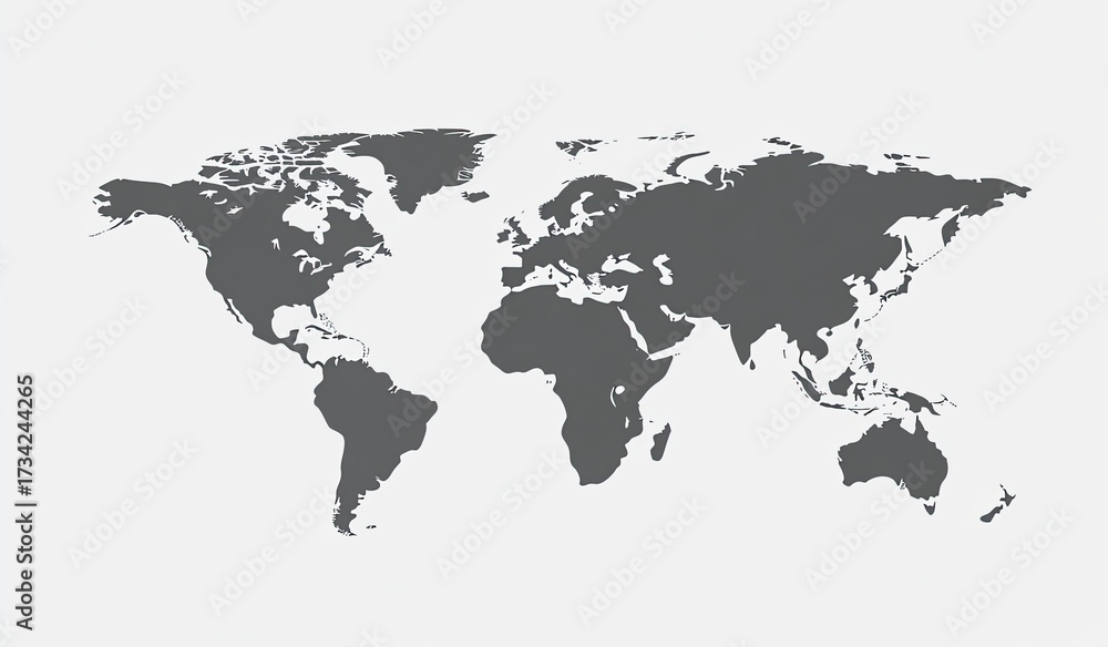 Naklejka premium Simple world map in grayscale