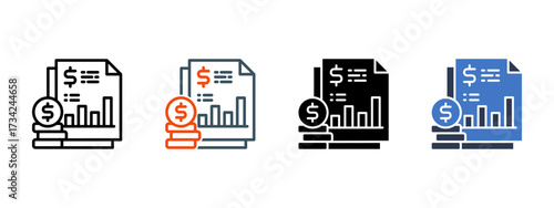 Budget multiple icon style vector illustration