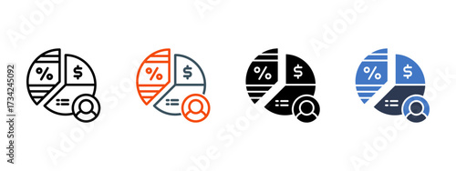 Market Share multiple icon style vector illustration