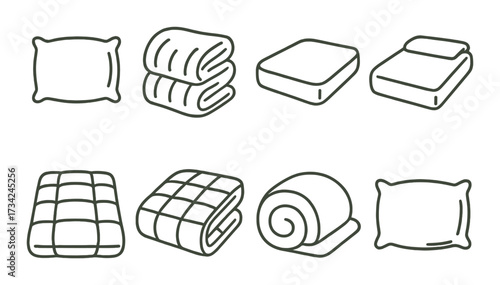 Cozy bedding collection: pillows, blankets, quilts, and mattresses