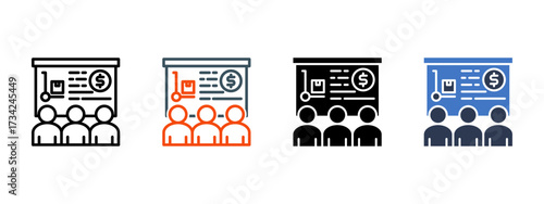 Purchasing multiple icon style vector illustration