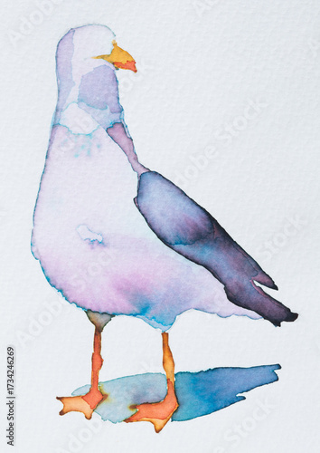 Wallpaper Mural Colorful watercolor painting of a Larus standing gracefully with soft hues Torontodigital.ca