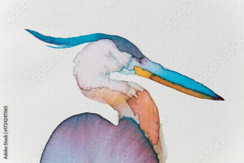 Wallpaper Mural This artwork features a beautifully painted heron captured in watercolor. Torontodigital.ca