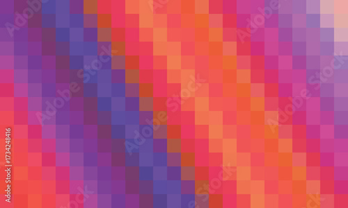 Vibrant abstract pattern of colorful pixels creates a dynamic diagonal design.