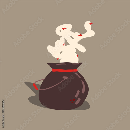 Witch cauldron with magical smoke vector illustration