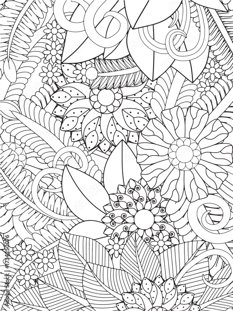 Obraz premium Relax with Flowers Coloring Sheets