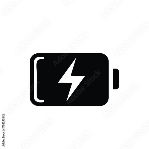 Battery Charging with Lightning Bolt Symbol Representing Power and Energy Status