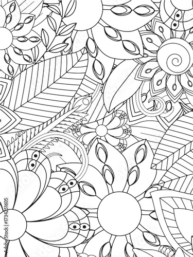 Relaxing Flower  Coloring Book pages for adults 