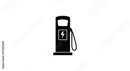 A simple black electric vehicle charging station graphic a bold silhouette