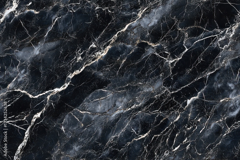 Obraz premium Elegant black marble texture with white veins for seamless design