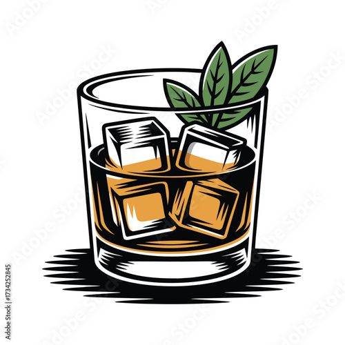 Cooling Iced Drink with Lemon Wedges, Mint, and Ice Cubes Refreshing Beverage Vector Illustration