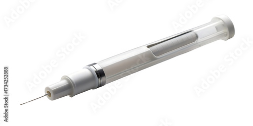 Prefilled syringe with needle for injection medication and vaccination concept for healthcare professionals and medical supplies isolated on black background