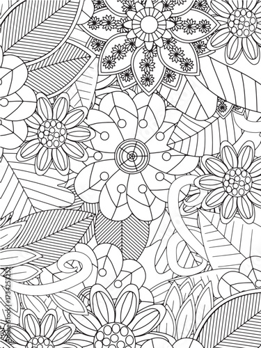 Relaxing Flower  Coloring Book pages for adults 