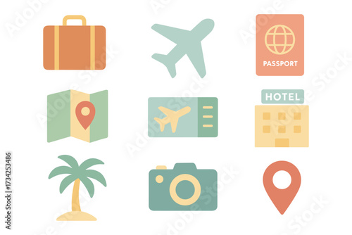 Colorful flat style ai and robotics icons for tech designs