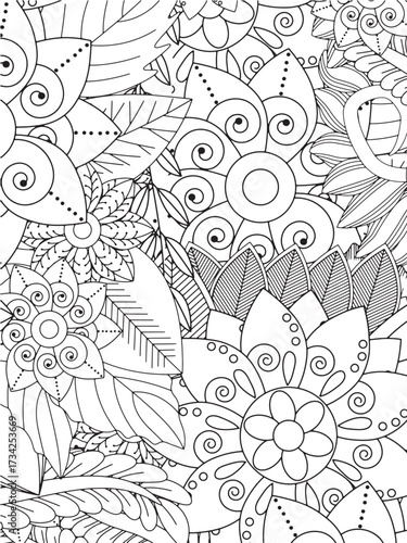 Relaxing Flower  Coloring Book pages for adults 