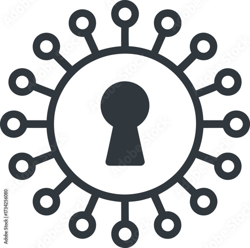 Network Security Keyhole. Digital Cyber Security and Keyhole Icon