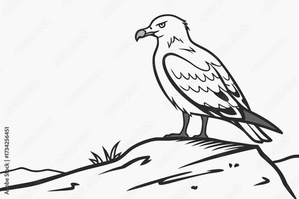 Fototapeta premium Eagle Flying Over Bare Tree and Pine Forest Vector - Duotone Nature Graphic