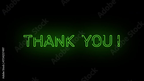 thank you green writing animation with a running outline writing style shines bright with glowing text motion typography effect
