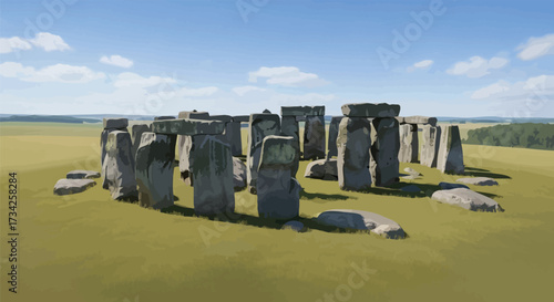 Explore ancient Stonehenge under sunny blue skies today