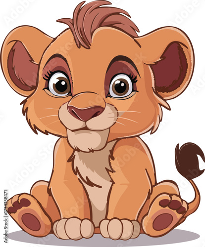 Cartoon Lion Cub Animal Icon for Asset