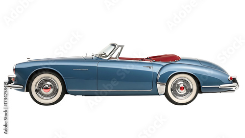Stunning Blue 1953 Intermeccanica Convertible Classic Car Isolated on Black Background for Automotive Enthusiasts and Collectors