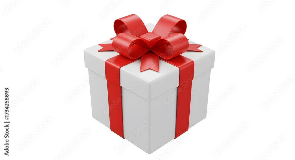 Fototapeta premium A beautifully wrapped gift box with a vibrant red ribbon, perfect for any special occasion