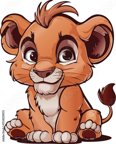 Cartoon Lion Cub Animal Icon for Asset