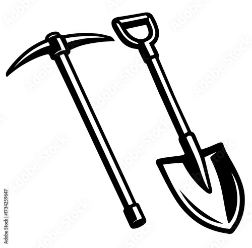 Shovel and pickaxe set for outdoor digging tasks Generative AI