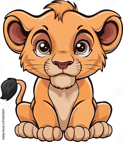 Cartoon Lion Cub Animal Icon for Asset
