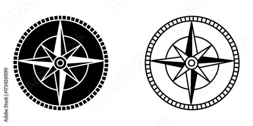 compass icon set on white background
