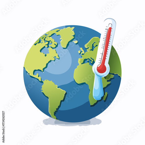 Global Warming Earth with Thermometer Depicting Climate Change