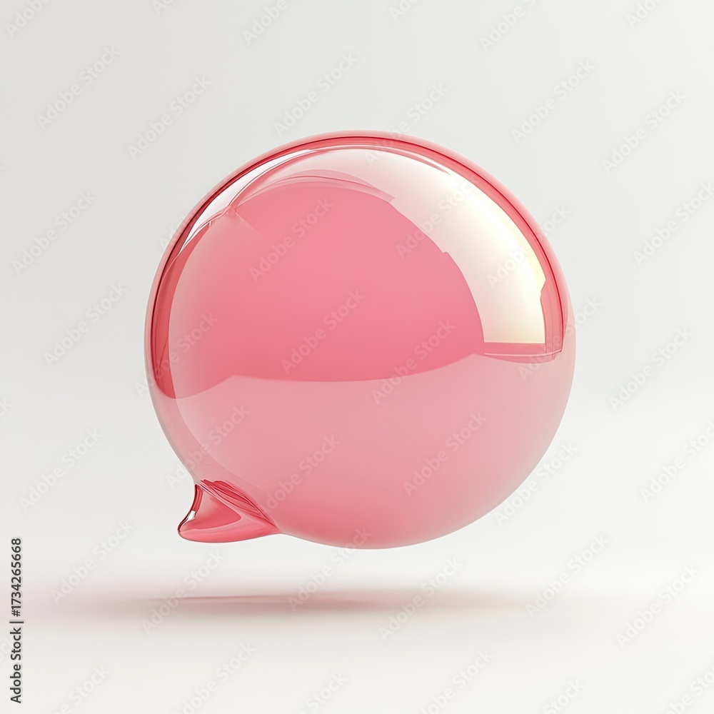 Fototapeta premium Glossy, pink speech bubble, 3D rendering